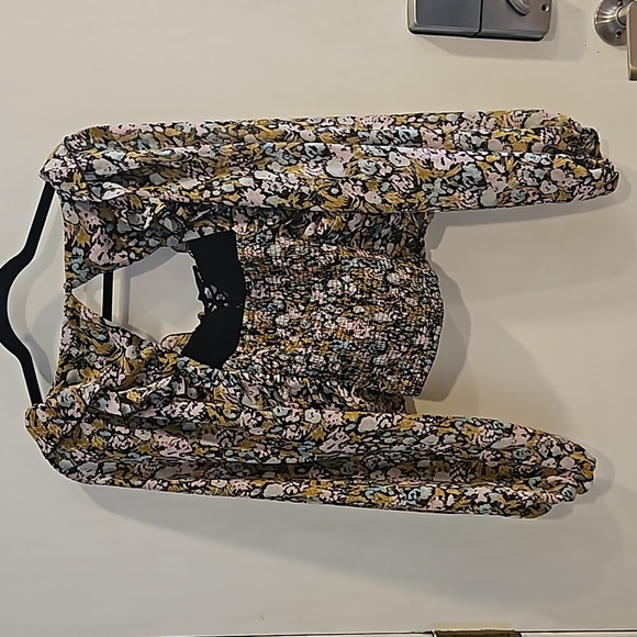 Free People Floral Mabel Ruffle Balloon Sleeve Top M Like New - Picture 5 of 11